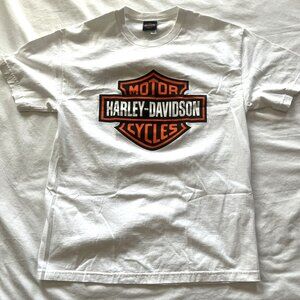 Harley Davidson Mens T-shirt Size L Scottsdale White Western Girl on Bike